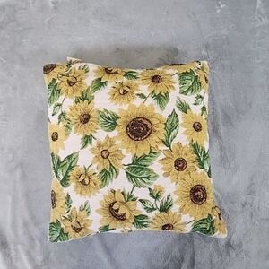Devi Designs Pillow‎ 17"x17 Sunflowers Embroidered Vintage Fields Home Decor